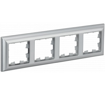 BRITE Рамка 4-местная РУ-4-Бр алюминий/алюминий IEK