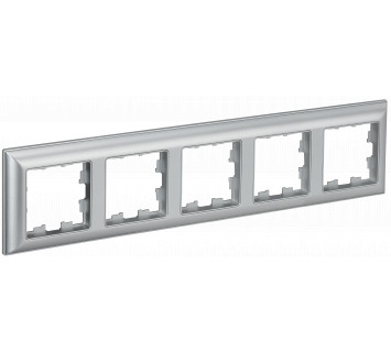 BRITE Рамка 5-местная РУ-5-Бр алюминий/алюминий IEK
