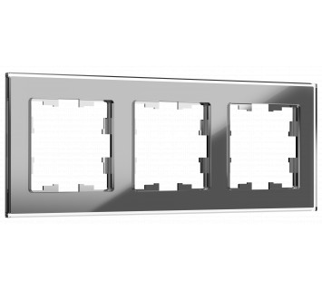 BRITE Рамка 3 -местная РУ-3-2-БрСе стекло серый IEK