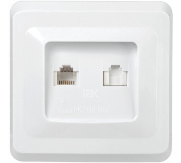 VEGA Розетка 2-местная RJ11/RJ45 РК/Т12-ВБ белый IEK