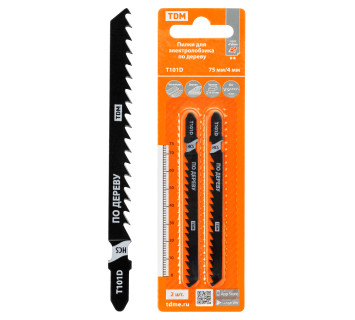 Пилки для электролобзика по дереву, HCS, 75х4 мм, чистый рез, T101D, 2 шт, 