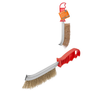 Щетка ручная, металлическая с пластик. рукояткой, латуниров. витая проволока d 0,3 мм, 