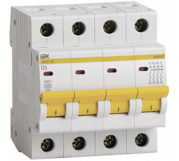 KARAT Автоматический выключатель ВА47-29 4P D 5А 4,5кА IEK