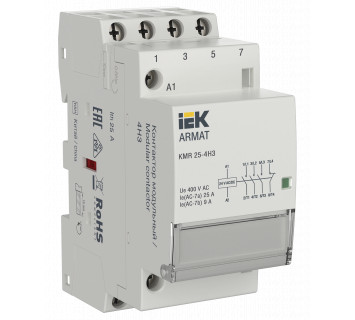 ARMAT Контактор модульный KMR 25А 24В AC/DC 4НЗ IEK