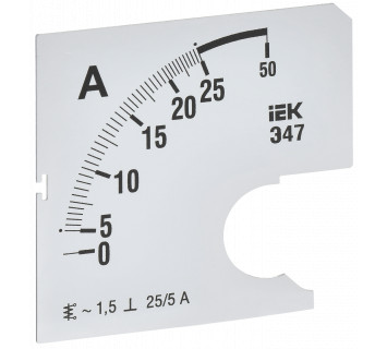 Шкала сменная для амперметра Э47 25/5А класс точности 1,5 72х72мм IEK
