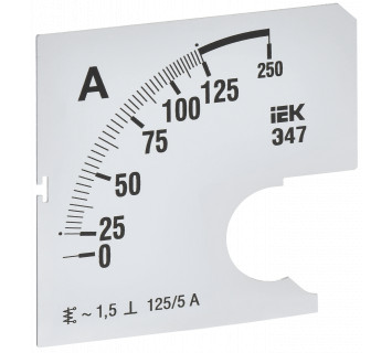 Шкала сменная для амперметра Э47 125/5А класс точности 1,5 72х72мм IEK
