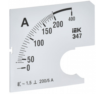 Шкала сменная для амперметра Э47 200/5А класс точности 1,5 72х72мм IEK