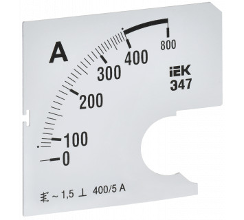 Шкала сменная для амперметра Э47 400/5А класс точности 1,5 72х72мм IEK