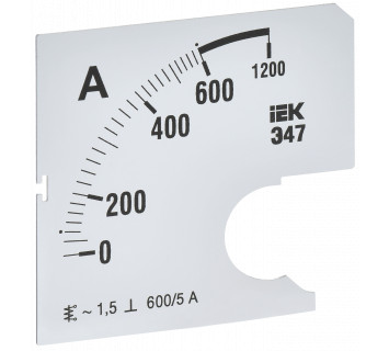 Шкала сменная для амперметра Э47 600/5А класс точности 1,5 72х72мм IEK