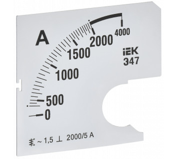 Шкала сменная для амперметра Э47 2000/5А класс точности 1,5 72х72мм IEK