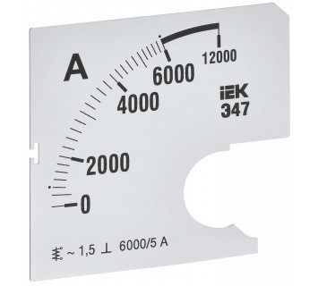 Шкала сменная для амперметра Э47 6000/5А класс точности 1,5 72х72мм IEK