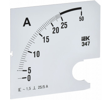 Шкала сменная для амперметра Э47 25/5А класс точности 1,5 96х96мм IEK