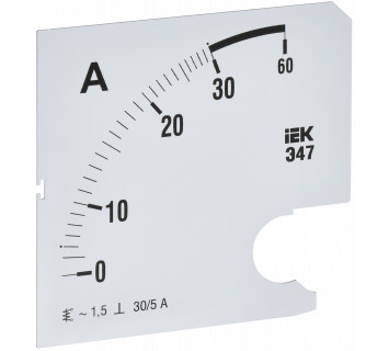 Шкала сменная для амперметра Э47 30/5А класс точности 1,5 96х96мм IEK