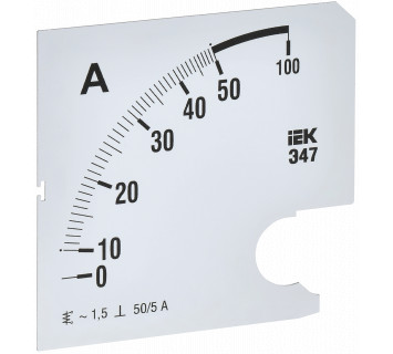 Шкала сменная для амперметра Э47 50/5А класс точности 1,5 96х96мм IEK