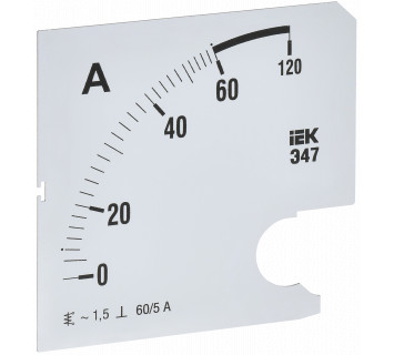 Шкала сменная для амперметра Э47 60/5А класс точности 1,5 96х96мм IEK