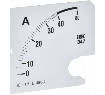 Шкала сменная для амперметра Э47 40/5А класс точности 1,5 96х96мм IEK
