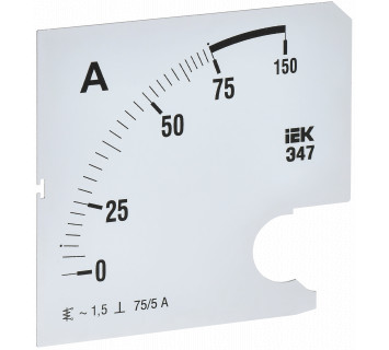 Шкала сменная для амперметра Э47 75/5А класс точности 1,5 96х96мм IEK