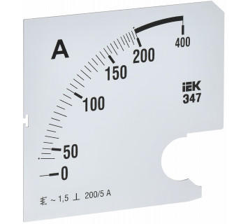Шкала сменная для амперметра Э47 200/5А класс точности 1,5 96х96мм IEK