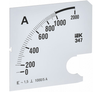 Шкала сменная для амперметра Э47 1000/5А класс точности 1,5 96х96мм IEK