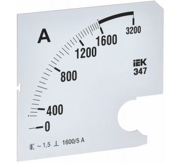 Шкала сменная для амперметра Э47 1600/5А класс точности 1,5 96х96мм IEK