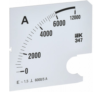 Шкала сменная для амперметра Э47 6000/5А класс точности 1,5 96х96мм IEK