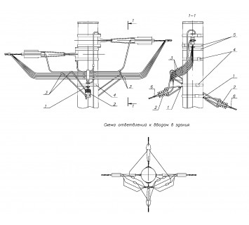 Ответвление в две стороны СИП4-2 к вводам в здание от анкерной одноцепной деревянной опоры IEK