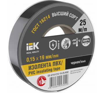 MIXTAPE 7 Изолента 0,15х19мм черная 25м IEK