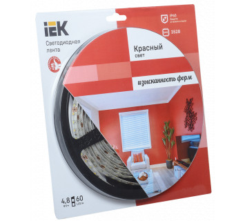 Лента светодиодная 5м блистер LSR-3528R60-4.8-IP65-12V IEK-eco