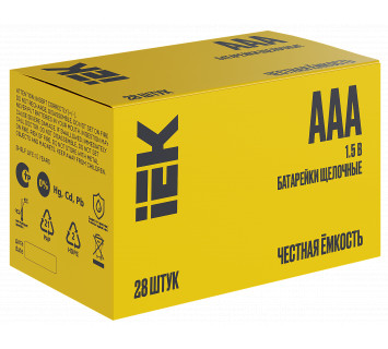 Батарейка щелочная Alkaline LR03/AAA (28/бокс) IEK