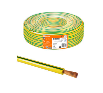 Провод ПуГВнг(А)-LS 1х6,0 ГОСТ (200м), желто-зеленый TDM