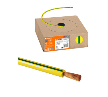 Провод ПуГВнг(А)-LS 1х2,5 ГОСТ в коробке (100м), желто-зеленый TDM