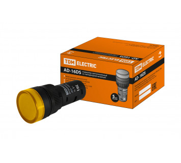 Лампа AD-16DS(LED)матрица d16мм желтый 36В AC/DC TDM