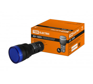 Лампа AD-16DS(LED)матрица d16мм синий 110В AC/DC TDM