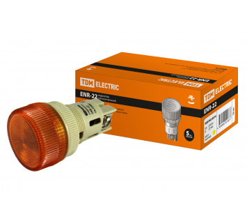 Лампа ENR-22 сигнальная d22мм желтый неон/230В цилиндр TDM