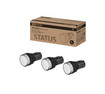 STATUS Лампа сигнальная AD-22DS, LED, d22 мм, 24-440 В AC/DC, IP65, белый TDM