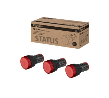 STATUS Лампа сигнальная AD-22DS, LED, d22 мм, 24-440 В AC/DC, IP65, красный TDM