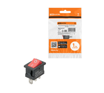 KCD1-102 250В AC/DC, 1P, 6А, (3с), ON-ON, черный корпус, красная клавиша, Mini TDM