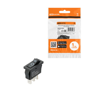 KCD1-103 250В AC/DC, 1P, 6А, (3с), ON-OFF-ON, с нейтралью, черный, Mini TDM