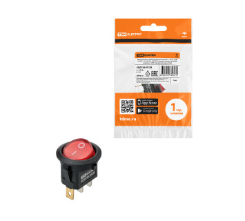 KCD11-101N 250В AC/DC, 1P, 3А, (3с), ON-OFF, черн.корпус, крас.клавиша, LED подсв., Micro TDM