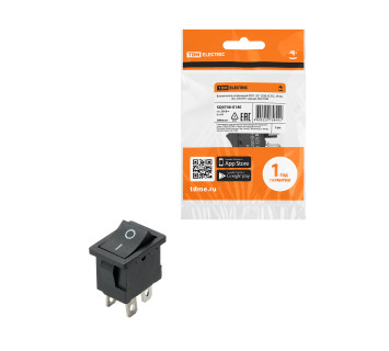 KCD1-201 250В AC/DC, 2P, 6А, (4с), ON-OFF, черный, Mini TDM