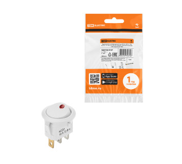 KCD2-101N-2 12В AC/DC, 1P, 16А, (3с), ON-OFF, белый с красной точечной LED подсветкой TDM