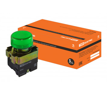 Лампа сигнальная SB2-BV63 с подсветкой 230 В LED, d22 мм, зеленый, IP40 TDM