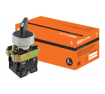 Перекл. 3 полож. SB2-BJ33 с фиксацией, длинная ручка, 2НО, d22 мм, черный, IP40 TDM