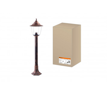 Светильник Прага Эл-11-73-100М 60 Вт Е27 напольный на стойке h-1.0 м медь, прозрачный плафон TDM