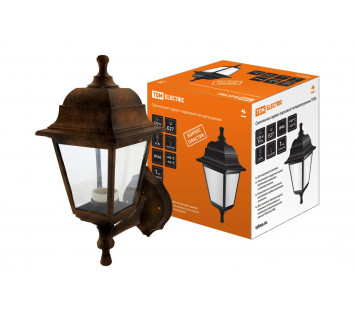 Светильник садово-парковый НБУ 04-60-001 четырехгранник, настенный, пластик, медь TDM