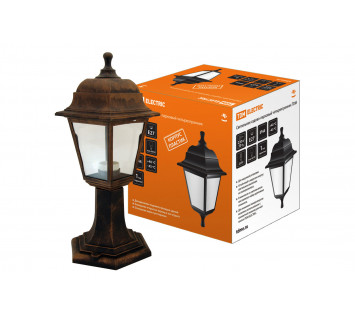 Светильник садово-парковый НТУ 04-60-001 четырехгранник, стойка, пластик, медь TDM