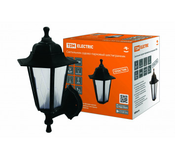 Светильник садово-парковый НБУ 06-60-001 шестигр., настенный, пластик, расс.пластик, черный TDM