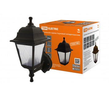 Светильник садово-парковый НБУ 04-60-001 четырехгр., настенный, пластик, расс.пластик, черный TDM