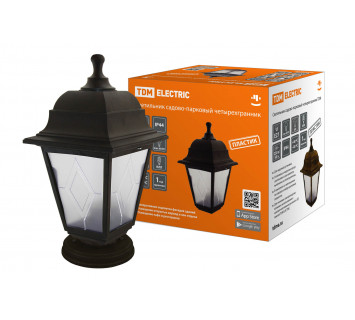 Светильник садово-парковый НТУ 04-60-001 четырехгр., напольный, пластик, расс.пластик, черный TDM