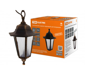 Светильник садово-парковый НСУ 06-60-001 шестигр., подвес, пластик, расс.пластик, бронза TDM